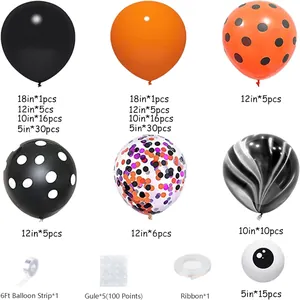 Halloween balloon garland kit with orange and black latex balloons for party decoration
