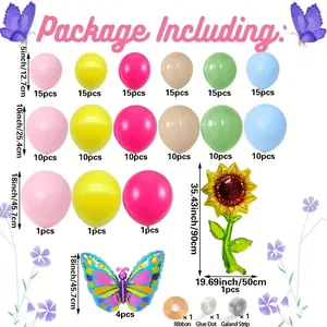 Kit ghirlanda di palloncini colorati con farfalle e girasoli per feste di compleanno