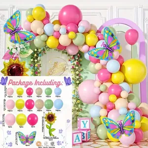 Kit arco di palloncini con farfalle e girasoli e palloncini macaron per decorazioni feste