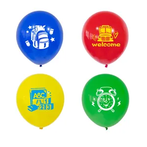 Lot de ballons de rentrée scolaire 12 pouces multicolores avec motifs éducatifs variés