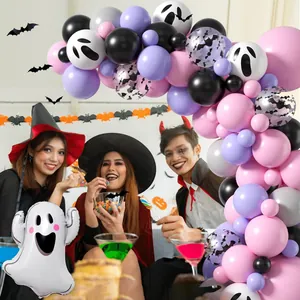 Halloween balloon arch kit with ghost foil balloons for festive party decorations