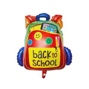 Ballon en aluminium en forme de sac à dos Back to School avec motifs colorés festifs