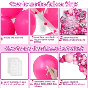 Guide for using balloon decorating strip and 100 dots glue for retro party garland
