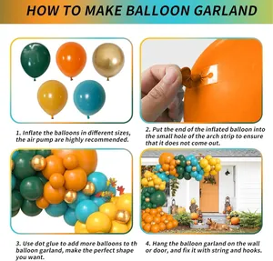 Step-by-step assembly guide for a Thanksgiving balloon arch garland with diverse colors