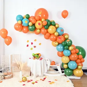 Thanksgiving balloon garland arch kit with autumn maple leaves for harvest party decoration