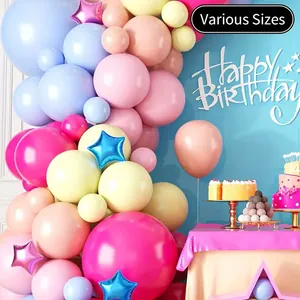 Kit arche de 141 ballons rose et bleu avec ballons étoiles pour décoration de fête d'anniversaire
