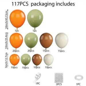 117-teiliges Avocado-Ballonbogen-Set mit orangen und braunen Latexballons für Partys