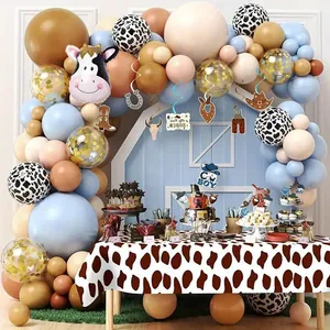 Kit d'Arche de Guirlande de Ballons Thème Vache de Ferme pour Anniversaire Avec Ballons en Latex et Aluminium Imprimé Vache Décoration Enfant