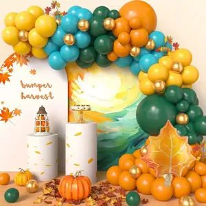 Harvest Thanksgiving Balloon Arch Garland Maple Leaf Foil Balloons Orange Yellow Gold Decor For Autumn Theme Party Home