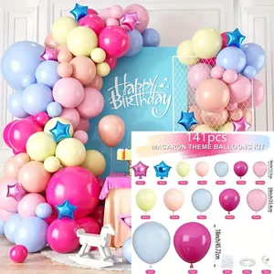 Kit arche de 141 ballons bleu pastel et rose pour décoration anniversaire fille