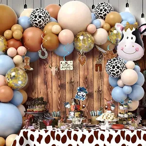 Kit guirlande de ballons thème vache ferme avec décorations rodeo cowboy et ballon en alu
