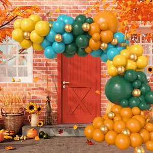 Thanksgiving balloon arch kit with orange and gold colors for harvest party decoration