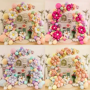 Daisy Balloon Garland Arch Macaron Latex Aluminum Foil Balloons Wedding Birthday Anniversary Backdrop Wall Party Decorations
