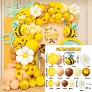 Kit de arco de globos de abeja y margarita con globos amarillos para decor de cumpleaños