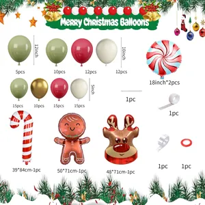 Kit guirlande ballons de Noël avec bonhomme en pain d'épices renne et ballons de fête