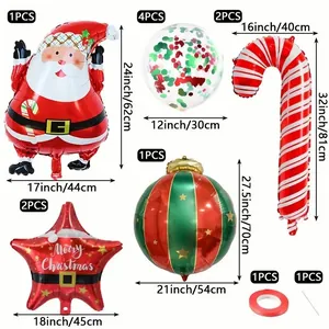 Christmas balloon set with Santa Claus, candy canes and star foil balloons for decor