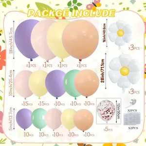 Detailed list showing daisy balloons, colorful latex balloons and party arch accessories