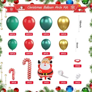 Kit arche de ballons de Noël avec ballons rouges verts et dorés pour décoration de fête