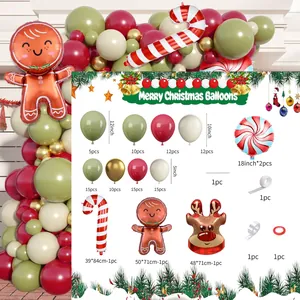 Kit arche de ballons de Noël avec bonhomme de pain d'épices et renne en aluminium