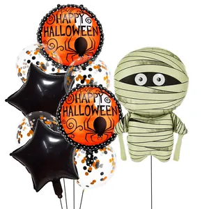 Halloween balloon set with mummy, stars and confetti balloons for party decorations