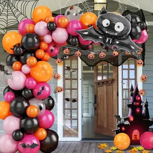 Kit arche de ballons Halloween avec ballon chauve-souris noir et décorations de fête