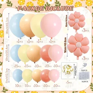 Colorful daisy balloon garland kit with floral accents for wedding and birthday decor