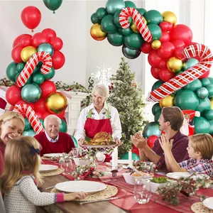 Kit arche de ballons de Noël avec ballons rouge, vert et or pour décoration de fête