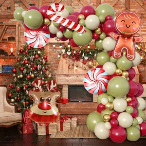 Kit arche de ballons de Noël avec bonhomme pain d'épice et renne pour décoration
