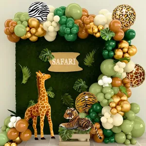 Jungle Safari Theme Balloon Garland Arch Kit With Animal Print Tiger Leopard Zebra Latex Balloons For Kids Birthday Decorations