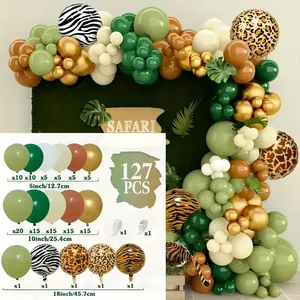 127pcs Jungle Safari Balloon Garland Kit with Tiger Leopard Animal Prints for Birthday Decor