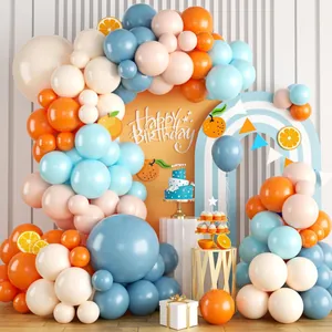 Macaron Orange Blue Balloon Garland Arch Kit Matte Latex Balloons For Kids Birthday Party Baby Shower Decoration