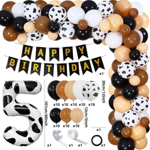 Details zum 5. Geburtstag Bauernhof-Party-Set mit Kuh-Zahl 5 und Happy Birthday Banner