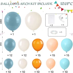 120-piece macaron orange and blue balloon arch kit for children birthday party decor