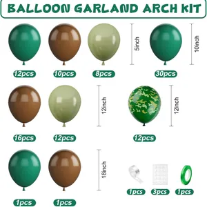 Kit ghirlanda di palloncini mimetici retrò con palloncini in lattice verde e marrone