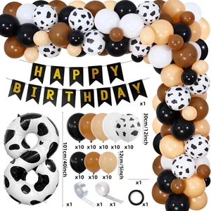 Detail zum Bauernhof-Ballongirlanden-Set mit Kuhmuster-Ballons und Geburtstagsbanner