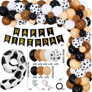Detailliertes Farm-Themen-Party-Set mit 40-Zoll Kuhmuster-Ballon und Girlanden-Set