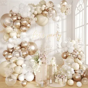 Champagne Gold Balloon Garland Arch Kit Cream White Metallic Gold Latex Balloons Wedding Birthday Baby Shower Decoration