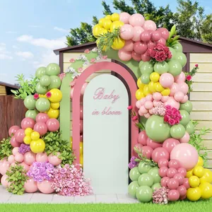 Kit de arco de globos bohemio con flores y fondo Baby in Bloom para decoración
