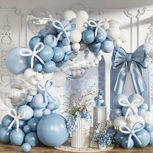 Kit Ghirlanda Arco Di Palloncini Macaron In Stile Crema Con Fiocco Rosa Blu Bianco Palloncini In Lattice Per Baby Shower Compleanno Matrimonio
