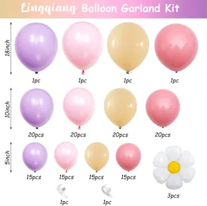 Kit arche de ballons marguerites colorées avec ballons en latex pour anniversaire