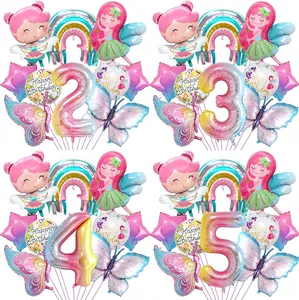 Palloncino Arcobaleno Farfalla Fata Decorazione Festa Compleanno Bambini Palloncini in Alluminio Sfumati Macaron