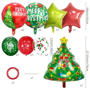 Weihnachtsballon-Set mit großem Weihnachtsbaum-Folienballon und Latex-Partydekorationen