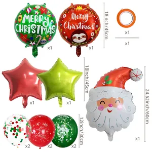 Christmas balloon set with Santa Claus, stars, and Merry Christmas foil balloons