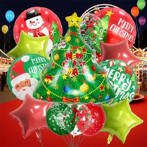 Weihnachtsballon-Set mit großem Folienbaum Sternballons und Konfetti-Latexballons