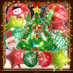 Detailliertes Weihnachtsbaum Folien- und Latexballon-Set für die Partydekoration