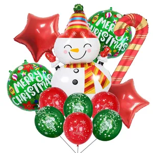 Christmas snowman balloon set with star and merry christmas foil balloons for party decor