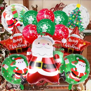 Weihnachtsballon-Set mit Weihnachtsmann-Folienballons und Weihnachtsdekorationen