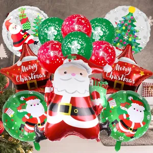 Weihnachtsballon-Set mit Weihnachtsmann-Folienballons und Latexballons für die Dekoration