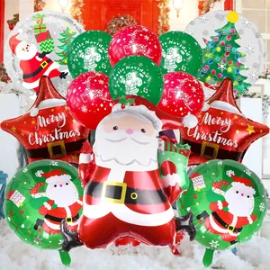 Weihnachtsballon-Set mit Weihnachtsmann-Folienballons für festliche Party-Dekoration