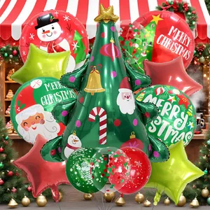 Detailansicht des Weihnachtsballon-Sets mit festlichem Baum und bedruckter Folie